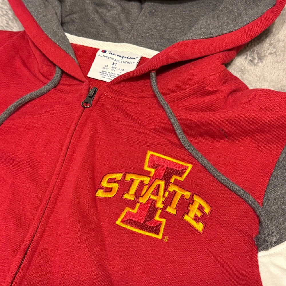 Champion‎ Iowa State Cyclones Red Full Zip Hoodie Sweatshirt Mens XL